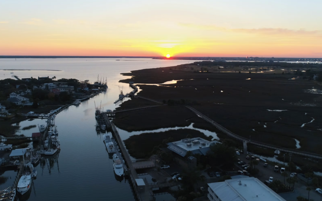 Shem Creek Sunset Aerial 2